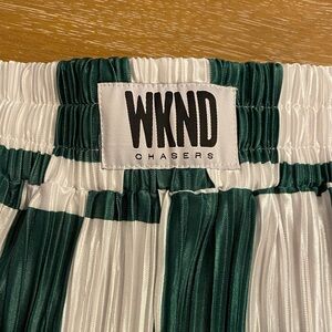 WKND Chasers Green and White Pleated pants